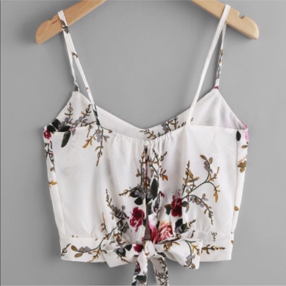 NEW White Floral Crop Top - Picture 2 of 7